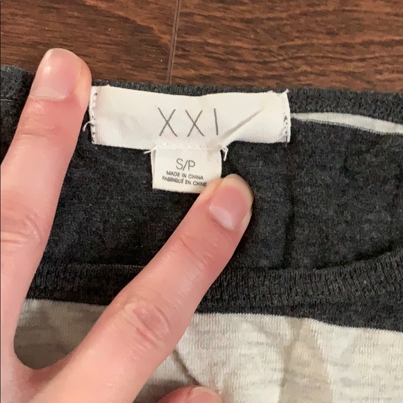 Forever 21 Grey and White striped Long sleeve tee - Picture 2 of 3